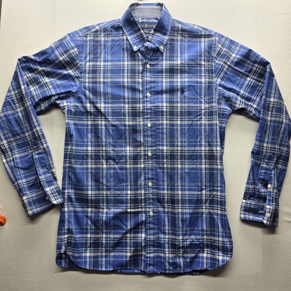 Polo Ralph Lauren Shirt Mens Medium Long Sleeve Button Front Blue Classic Fit